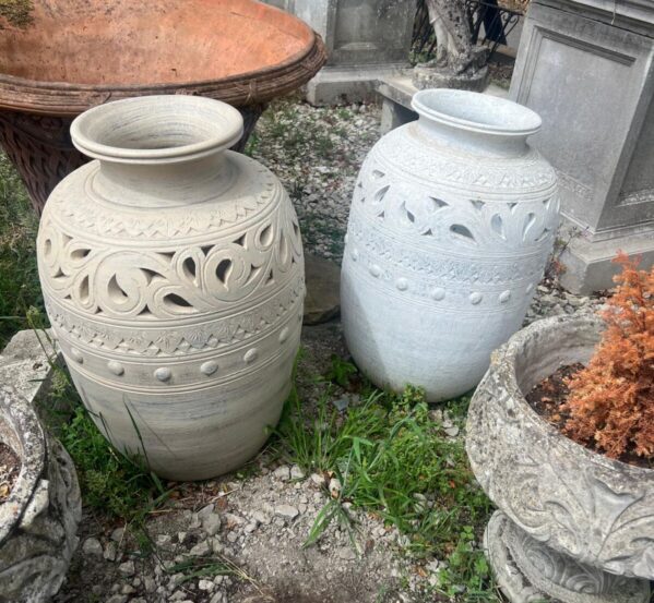 Pair of Terracotta Clay Garden Water Jars
