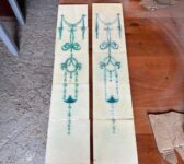 Vintage Art Nouveau Cream & Turquoise Fireplace Tile Panels