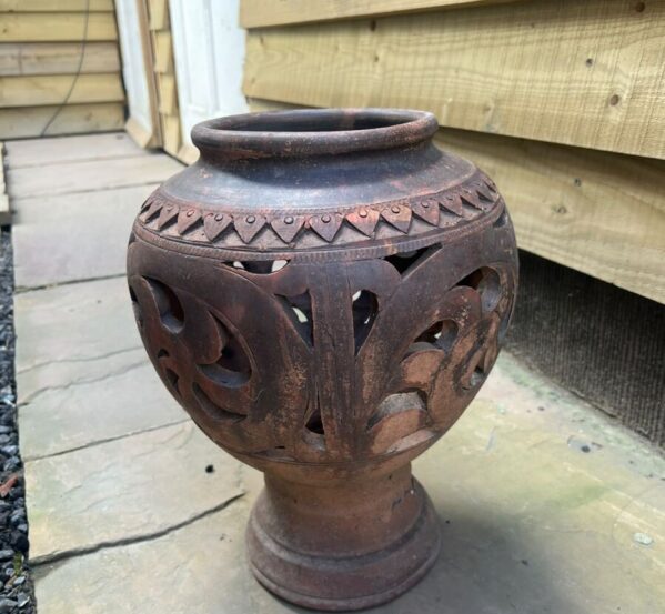 Chiang Mai Carved Terracotta Pedestal Planter