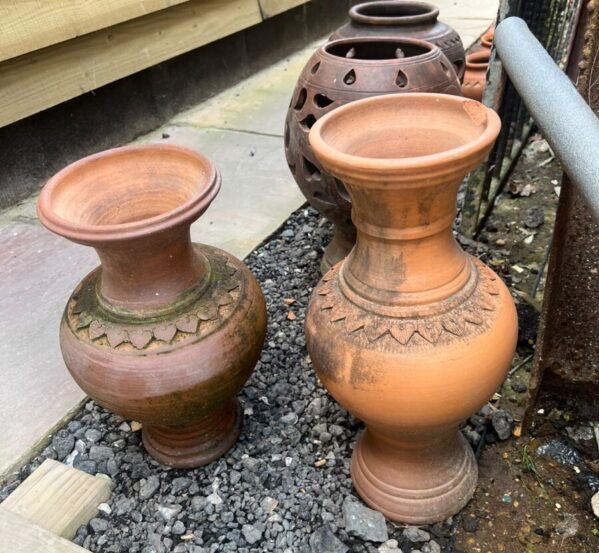 Pair of Lanna-Style Terracotta Pedestal Vases