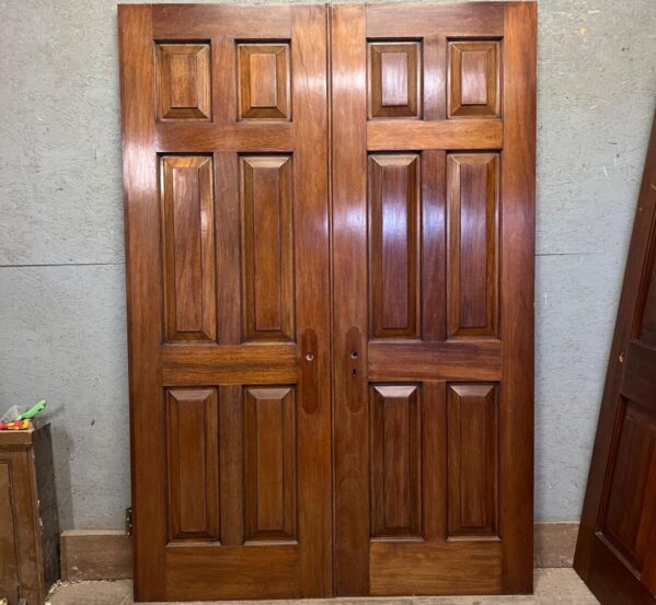 Pair of Reclaimed 6-Panel Mahogany Internal Doors