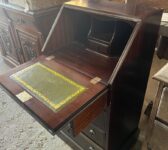 Antique-Style Mahogany Bureau Writing Desk with Green Leather Skiver