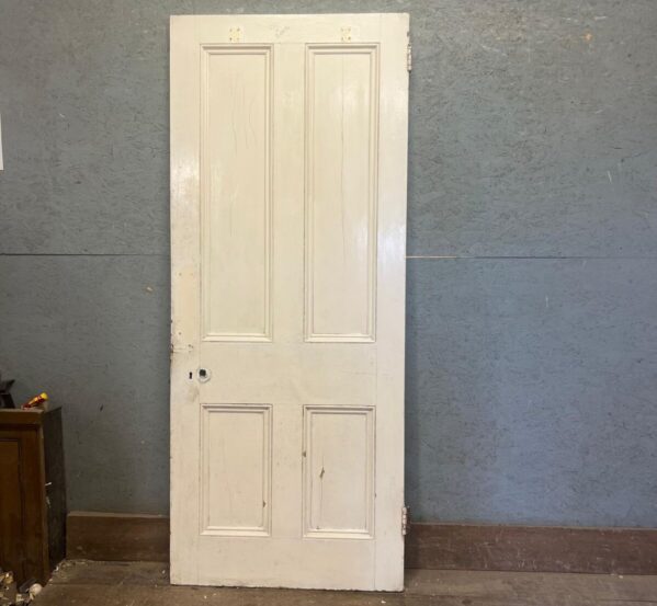 Reclaimed Victorian Beaded 4-Panel Painted Pine Internal Door