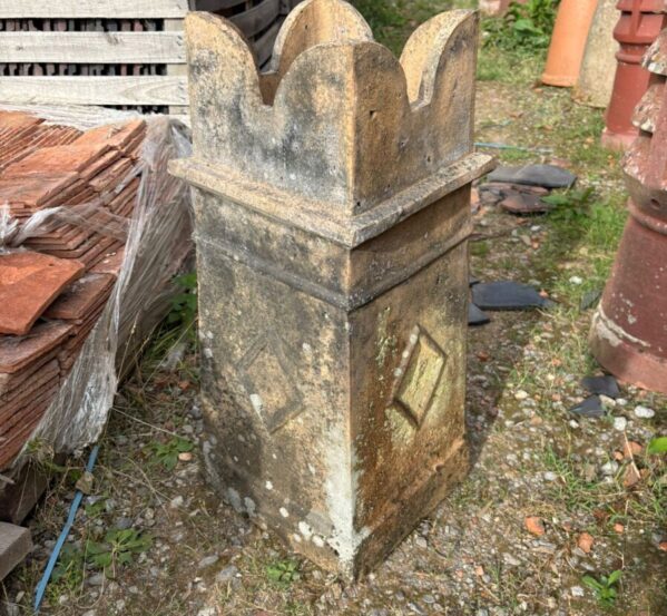 Reclaimed Square Crown Top Chimney Pot with Diamond Pattern
