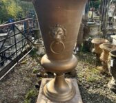 Impressive Pair of Cast Aluminium Medici-Style Garden Urn Planters