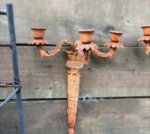 Cast Iron Torch-Style Wall Candelabras