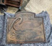 Reclaimed Cast Iron Cygnus Swan Fireback Dated 1976