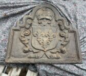 Reclaimed Antique Cast Iron Fleur-de-Lis & Crown Fireback