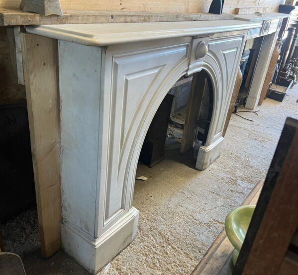 Reclaimed Victorian Style White Marble Fireplace Surround