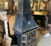 Freestanding Cast Iron Stove with Tapered Canopy Hood
