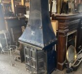 Freestanding Cast Iron Stove with Tapered Canopy Hood