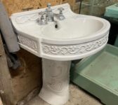 Reclaimed Ornate Floral Ceramic Pedestal Basin