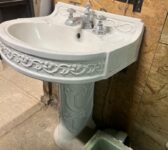 Reclaimed Ornate Floral Ceramic Pedestal Basin