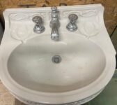 Reclaimed Ornate Floral Ceramic Pedestal Basin