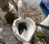 Pair of Reclaimed Reconstituted Stone Swan Garden Planters